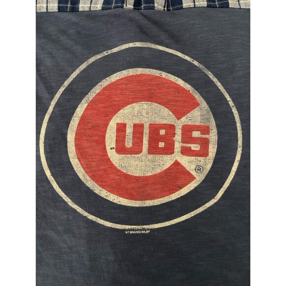 Reclaim & Rethread Upcycled Legacy Flannel Shirt Chicago Cubs Blue Size S/M - Picture 9 of 9